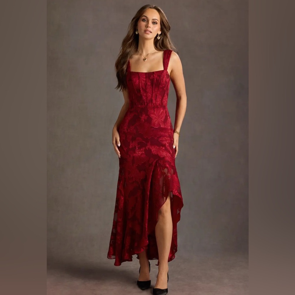 Azazie Remi Ruby Red Maxi Dress size US18